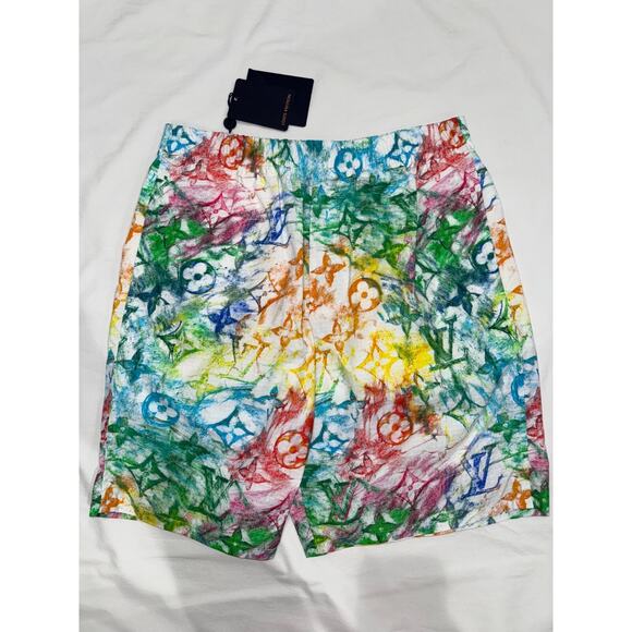 Louis Vuitton LV Pastel Monogram Logo Multicolor Watercolor Shorts 42 1A8H1I - Picture 8 of 14